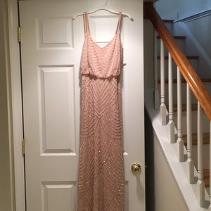 Adrianna Papell blush bridesmaid dress